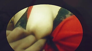 Saba sucks and fucks in red dress