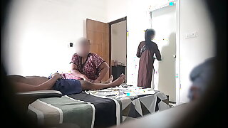 Flashing dick infront of two maids when taking massage